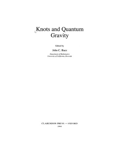 Cover of Knots and quantum gravity