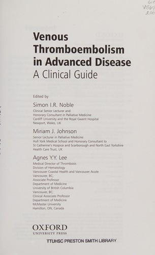 Cover of Venous thromboembolism in advanced disease