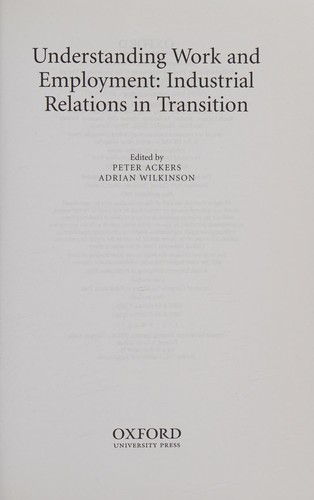 Cover of Understanding work and employment