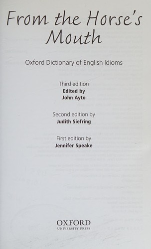 Cover of From the horse's mouth