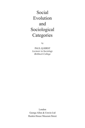 Cover of Social evolution and sociological categories