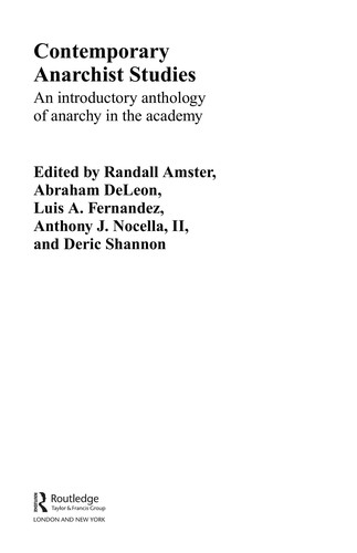 Cover of Contemporary Anarchist Studies