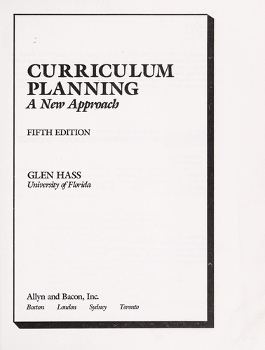 Cover of Curriculum planning