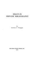 Cover of Essays in Hispanic bibliography