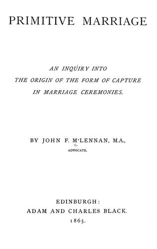 Cover of Primitive marriage