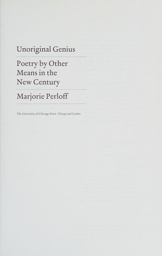 Cover of Unoriginal genius