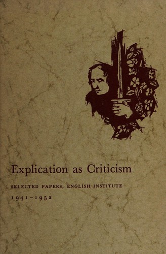Cover of Explication as Criticism