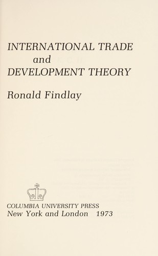 Cover of International trade and development theory