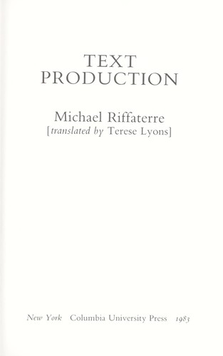 Cover of Text production