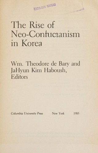 Cover of Rise of Neo-Confucianism in Korea