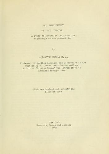 Cover of The Development of the Theatre
