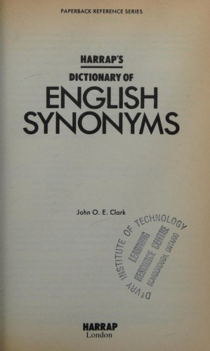 Cover of Harrap's Dictionary of English Synonyms