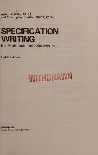 Cover of Specification writing for architects and surveyors