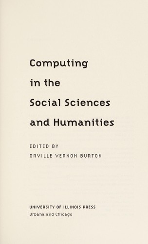Cover of Computing in the social sciences and humanities