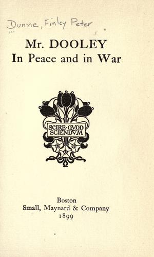 Cover of Mr. Dooley in peace and in war