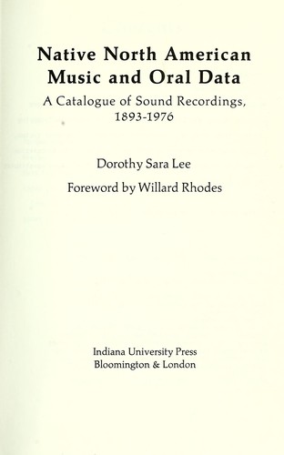 Cover of Native North American music and oral data