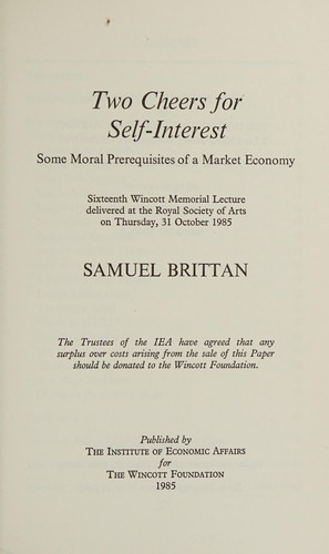 Cover of Two cheers for self-interest