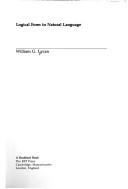 Cover of Logical form in natural language
