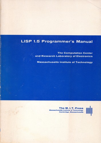 Cover of LISP 1.5 Programmer's Manual
