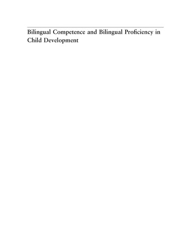 Cover of Bilingual competence and bilingual proficiency in child development