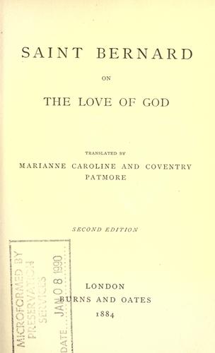 Cover of Saint Bernard on the love of God