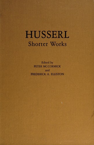 Cover of Husserl, shorter works