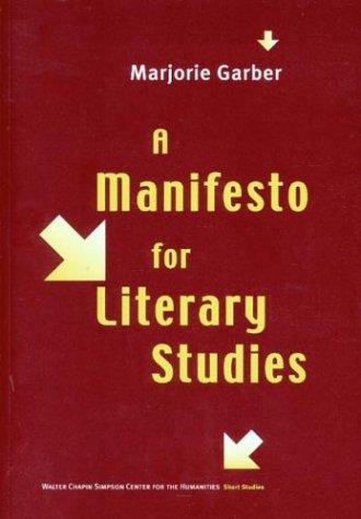 Cover of A manifesto for literary studies