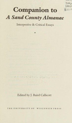 Cover of Companion to A sand county almanac