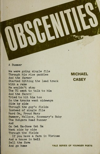 Cover of Obscenities (Yale Series of Younger Poets)