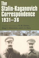 Cover of The Stalin-Kaganovich Correspondence, 1931-1936