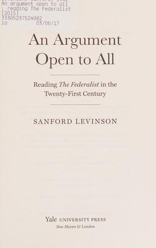 Cover of An argument open to all
