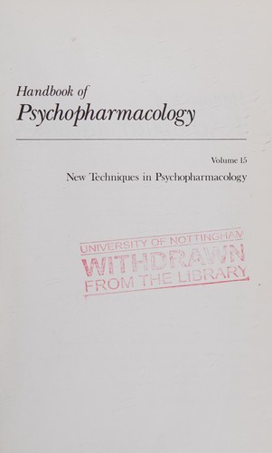 Cover of New techniques in psychopharmacology