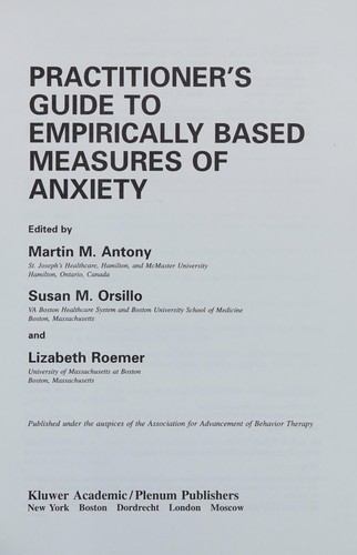 Cover of Practitioner's guide to empirically based measures of anxiety