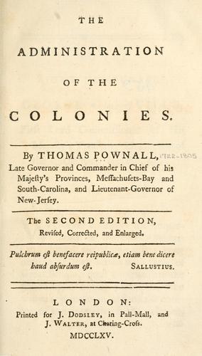 Cover of The administration of the colonies