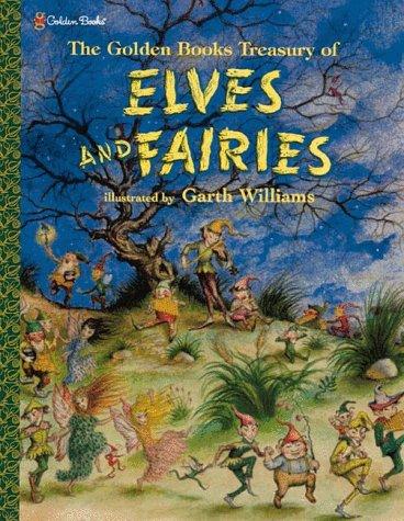 Cover of Golden Books treasury of elves & fairies with assorted pixies, mermaids, brownies, witches, and leprechauns