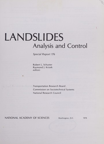 Cover of Landslides, analysis and control