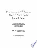 Cover of Final Comments on the Science Plan for the North Pacific Research Board