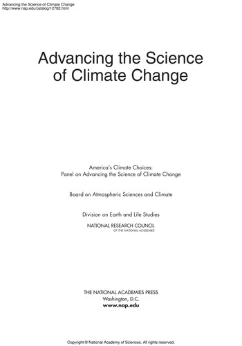 Cover of Advancing the Science of Climate Change