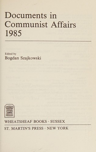 Cover of Documents in Communist Affairs, 1985