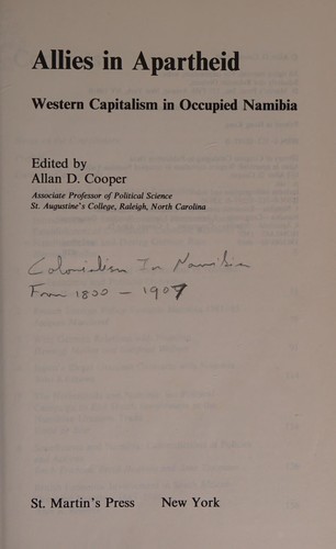Cover of Allies in Apartheid