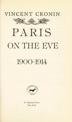 Cover of Paris on the eve, 1900-1914