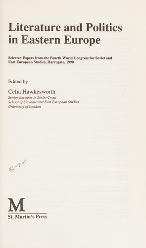 Cover of Literature and Politics in Eastern Europe