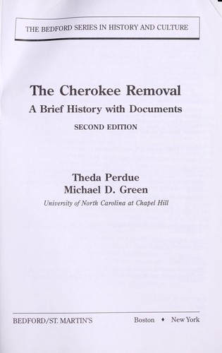 Cover of The Cherokee removal : a brief history with documents