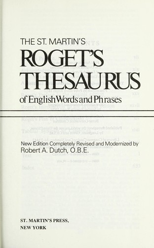 Cover of St. Martin's Roget's Thesaurus of English Words and Phrases