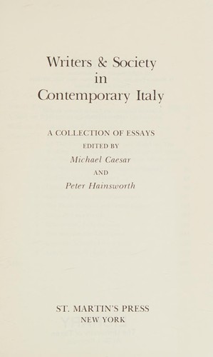 Cover of Writers and Society in Contemporary Italy