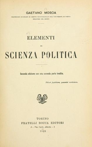 Cover of Elementi di scienza politica