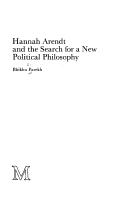 Cover of Hannah Arendt and the search for a new political philosophy