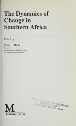 Cover of The dynamics of change in Southern Africa