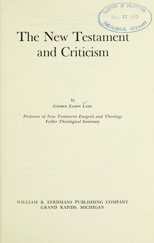 Cover of The New Testament and criticism