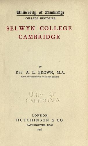 Cover of Selwyn college, Cambridge